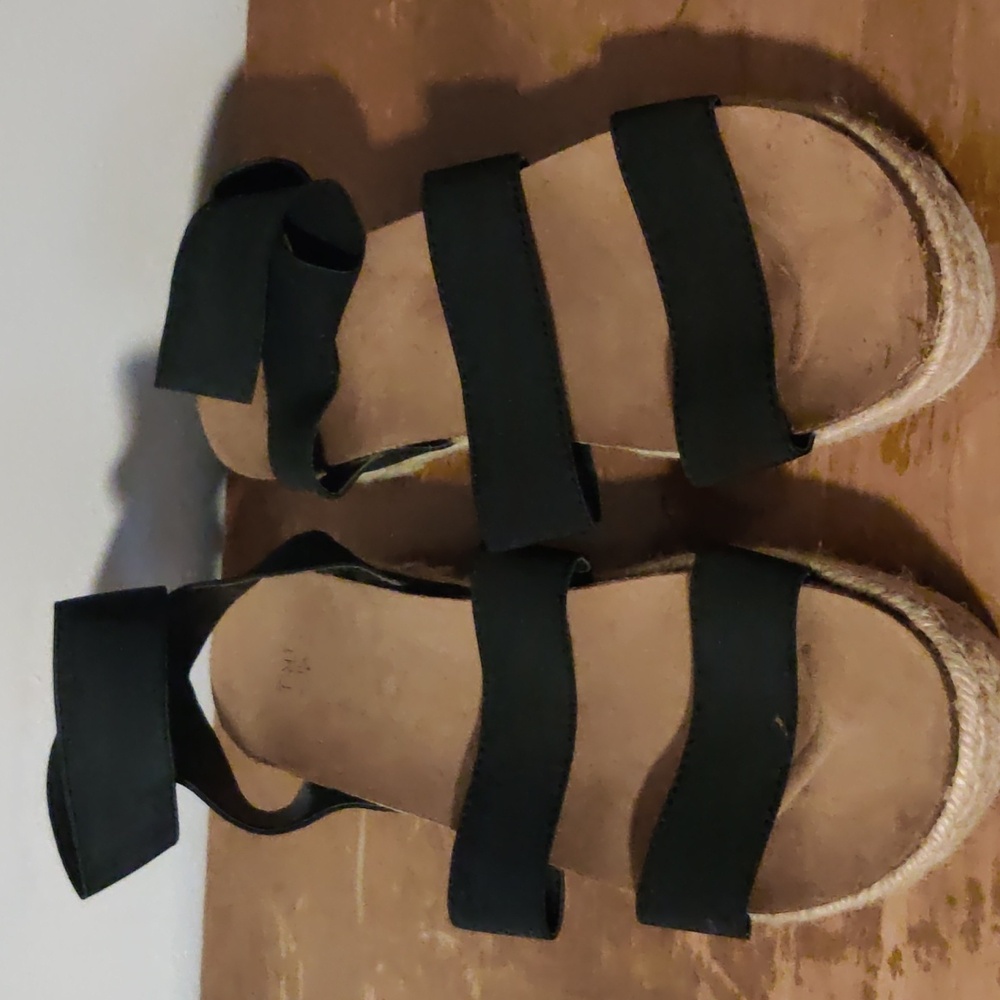 Black slip on sandals